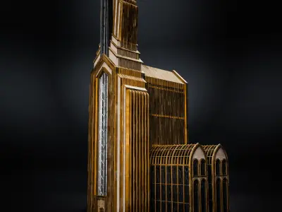 ART DECO SKYSCRAPER BUILDING 01 Low-poly 3D model
