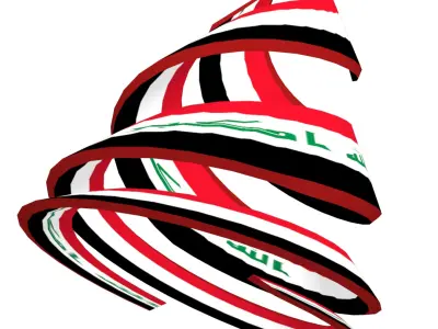  Iraqi flag on double Helical structure 3D model