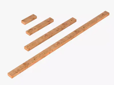 2x4 Wood Plank Pack Low-poly 3D model