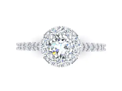 Classic Round Solitaire With Big Halo Engagement Ring 3dm 3D print model