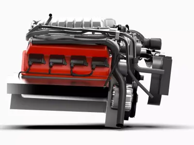 Dodge Hellcat Supercharged Hemi V8 Engine Low-poly 3D model