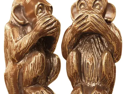 Monkey figurine I dont say anything 3D model