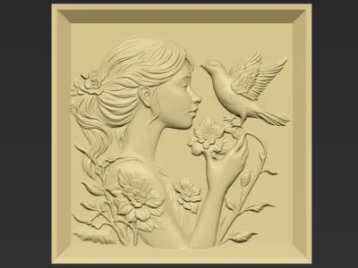 Little Girl and A Pigeon A42 3D print model