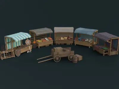 Medieval Market Pack Low-poly 3D model