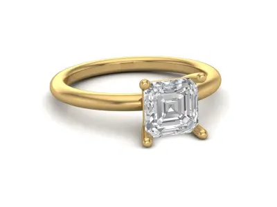 Square Emerald Cut Womens Rings With Stone Ring Ready STL 3DM  3D print model