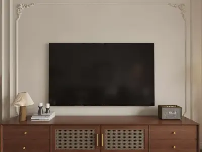 French style living room and kitchen 3D model