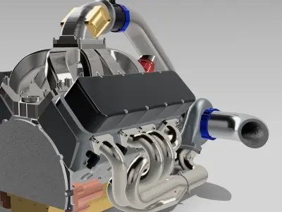 SBC Single Turbo Higgins Race Motor Small Block Chev 3D print model