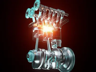 Engine operation image 3 cylinders 3D model