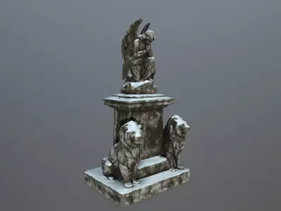 statue 4 with angel Low-poly 3D model