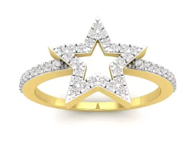 AV 697 Diamond Star Shaped Ladies Bridal Engagement Ring 3D print model