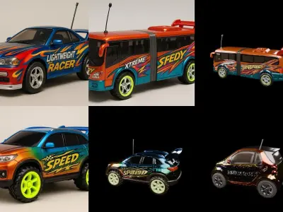 Controled Car bundle 3 pack 100 glb 3D model