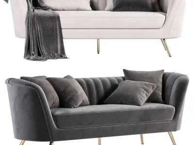 Meridian Furniture Margo Grey Velvet Sofa 3D model