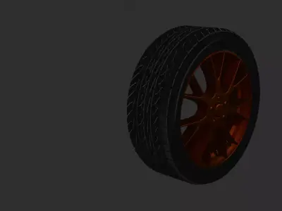 Wheel orange car 3D model
