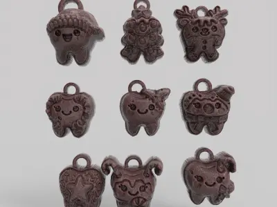 christmas cute teeth decor  3D print model