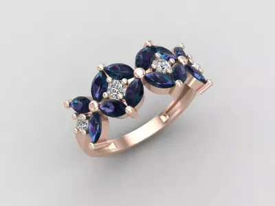 Flower ring 121-MW 3D print model