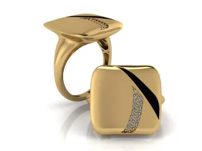 Luxury enamel and jewelry women ring 3D print model