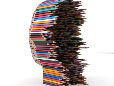 Pencils Head Sculpture 3D model