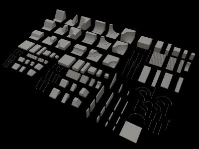 Lowpoly Modular Skatepark Low-poly 3D model