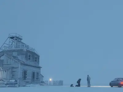 Snowy House Scene Real-Time Eevee Render Low-poly 3D model