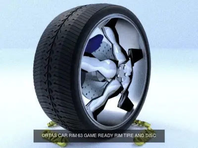 ORTAS CAR RIM 63-64 GAME READY RIM TIRE AND DISC 3D Model Pack