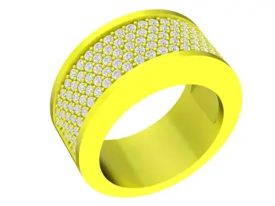 Luxury Wide Band Full Pave Ring  4522 3D print model