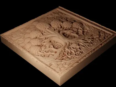 Tree of Life CNC 3d Print High Relief Sand Casting 3D print model