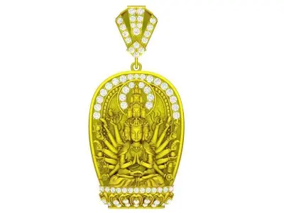Luxury Guan Yin Buddha Pendant Jewelry 559 3D print model