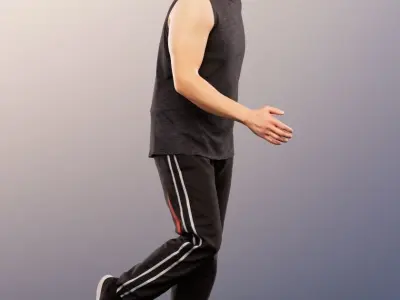 Karl 12695 - Athletic Asian Man Running Low-poly 3D model
