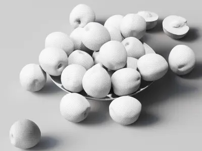 Nectarine in a glass plate Low-poly 3D model