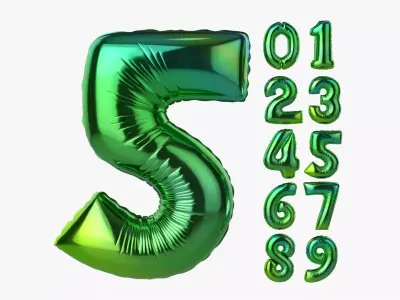 Foil air balloon numbers 05 3D model