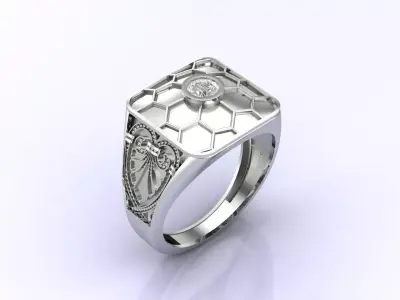 Print Ready STL 3DM  Gents Rings Diamond Men Ring  3D print model shop