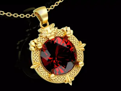 Diamond Guard Lion pendant jewelry gold necklace medallion 3D print model