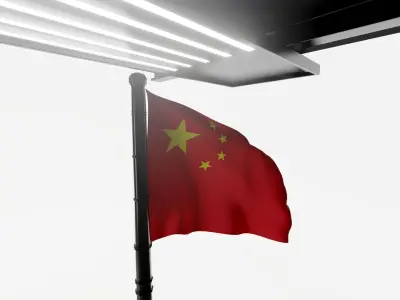 High Quality 3D Model  Chinese Flag Waving Free Download Free low-poly 3D model