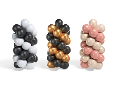 Balloon Arch Set - spiral gold silver round balls column 3D model