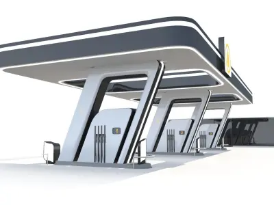 Futuristic Gas Station 3D model