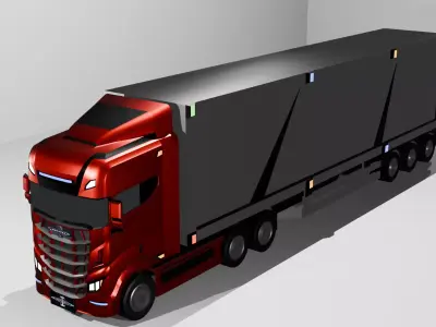Futuristic Semi truck Game Ready  Low-poly 3D model