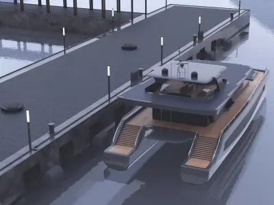 Luxury Solar Catamaran 3D model