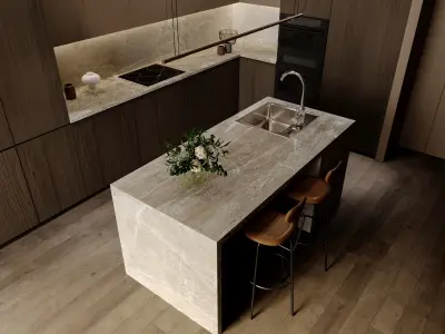 Japandi Kitchen Design 3D model