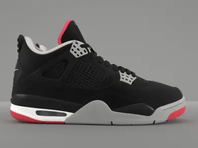 Air Jordan 4 Retro Bred PBR Low-poly 3D model