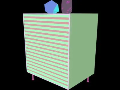 Solid-Wood-Chest cabinet with vase on top Free 3D model