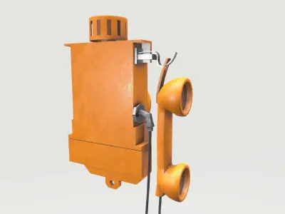 Old Yellow Phone Low-poly 3D model