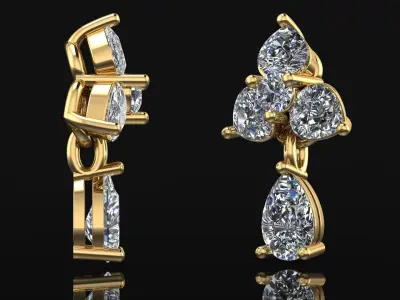 Pusets diamond stud earrings gold 3D print model
