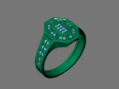 Gents Rings Diamond Men Ring STL 3DM 3D ready print model 3D print model