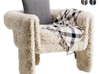 Sculptural Upholstered Lounge Chair 3D model