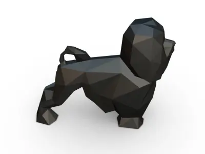 lion bichon low poly 3D print model