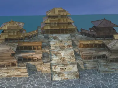 Chinese palace house  Low-poly 3D model