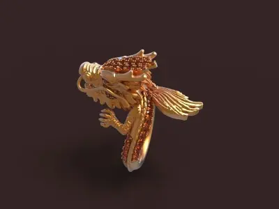 dragon-02 gold dragon head ring 3D print model
