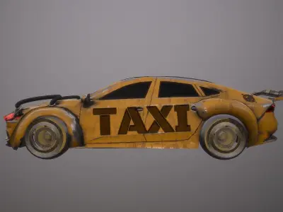 Cyberpunk Taxi  Low-poly 3D model