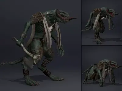 Ghost Barbarian Arm1 Low-poly 3D model