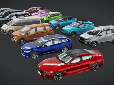 Lowpoly Car Pack - Customizable Color Low-poly 3D model